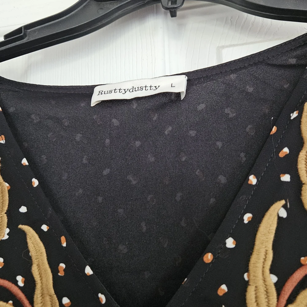 RusttyDustty - Black Floral Women's Dress - Picture 2 of 4